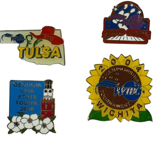 Vintage Women’s Bowling Lapel Hat Pin Lot WIBC WBS Tournaments Flashers - Picture 2 of 10